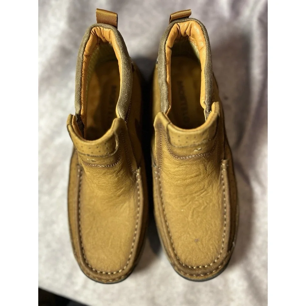 Ostelo Men's Brown Leather Slip On Casual Shoes Round Toe Rubber Sole EU 43